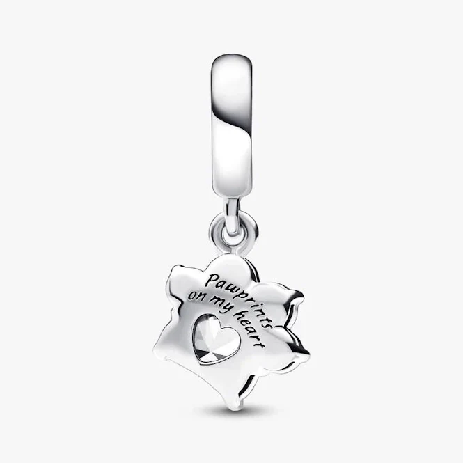 Sparkling Pet Paw Print Dangle Charms - Image 2