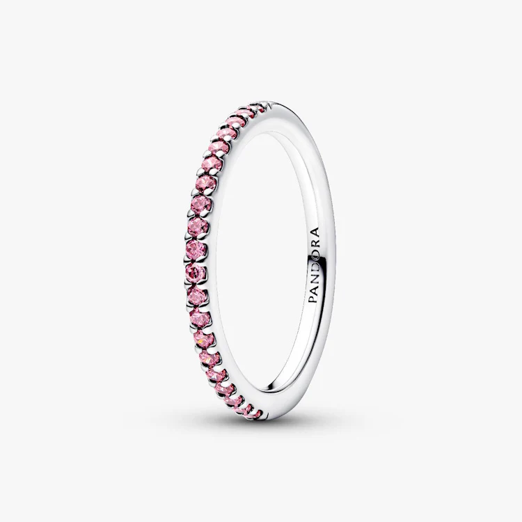 Sparkling Pink Band Ring, Size 52