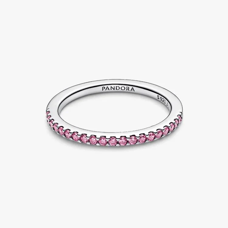 Sparkling Pink Band Ring, Size 52 - Image 4