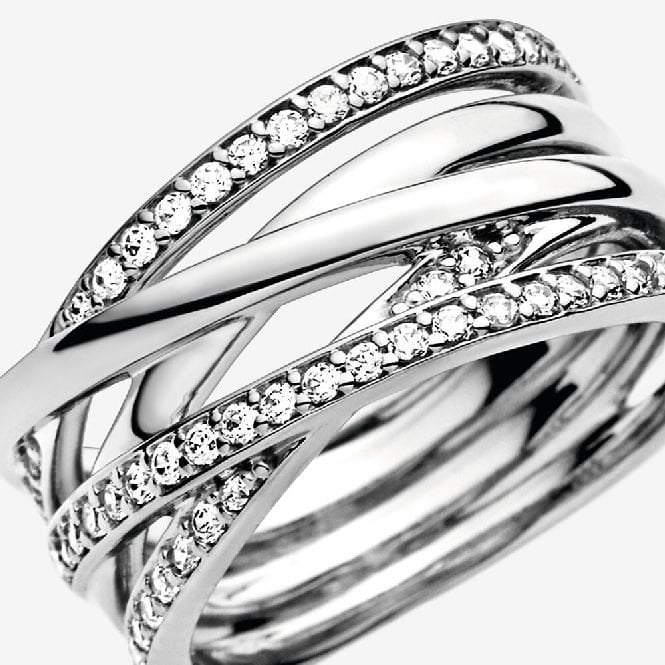 Sparkling & Polished Lines Ring, Size 56 - Image 4