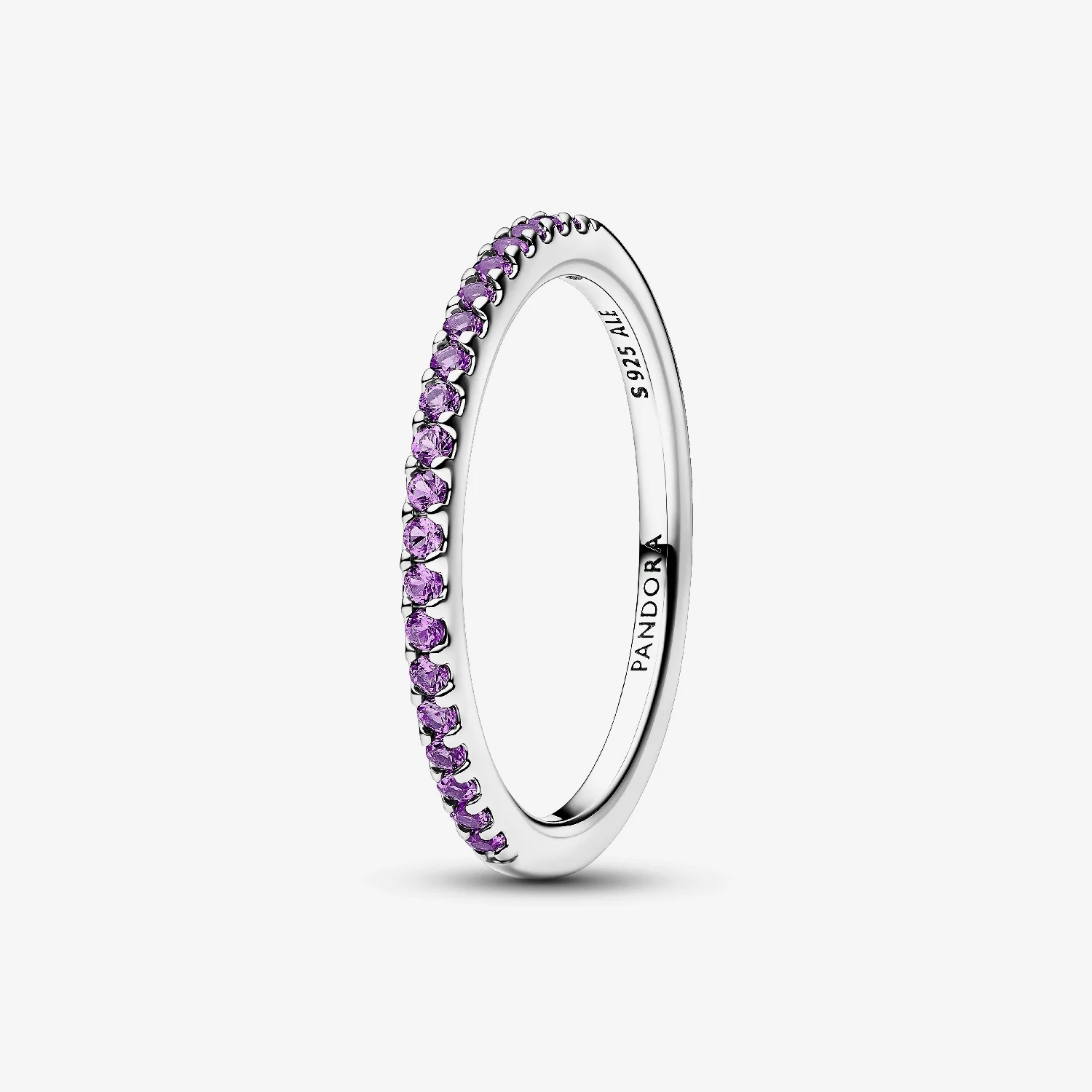 Sparkling Purple Half-Eternity Band Ring, Size 50