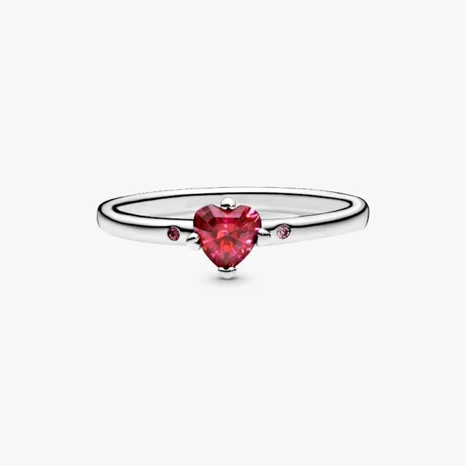 Sparkling Red Heart Ring, Size 50 - Image 2