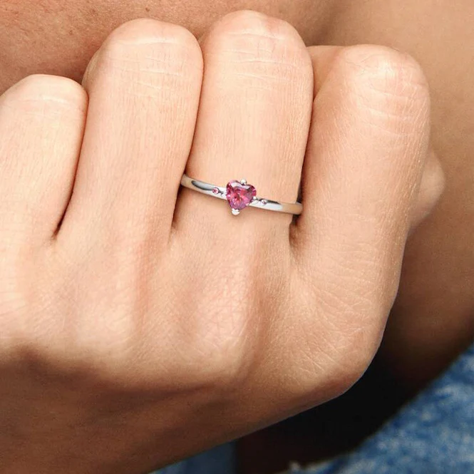 Sparkling Red Heart Ring, Size 50 - Image 4