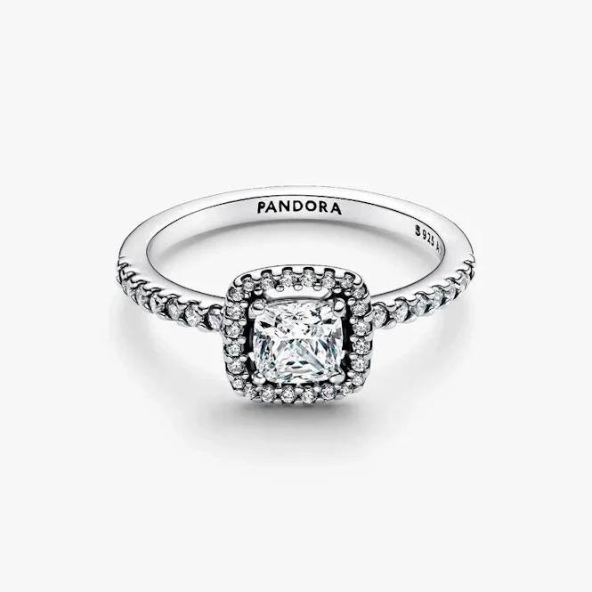 Sparkling Square Halo Ring, Size 52 - Image 2