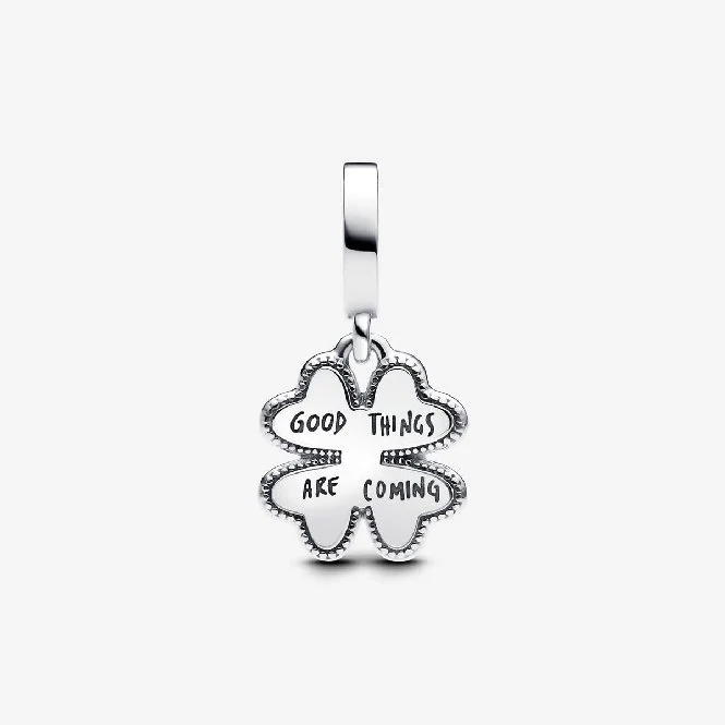Spinnable Four Leaf Clover Lab-Grown Diamond Dangle Charms - Image 2