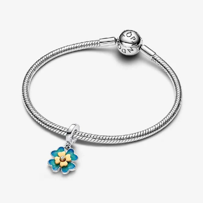 Spinnable Four Leaf Clover Lab-Grown Diamond Dangle Charms - Image 3
