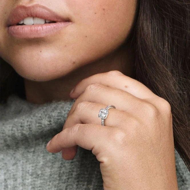 Square Sparkle Halo Ring, Size 50 - Image 4