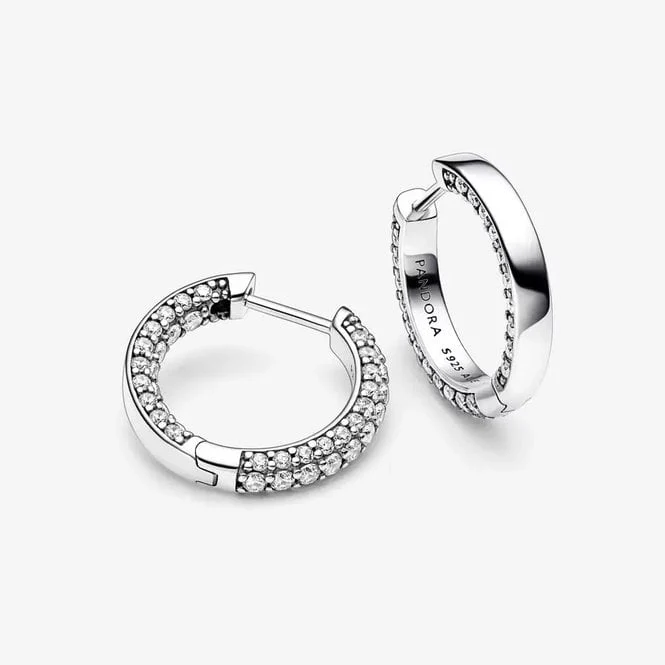 Timeless Pave Single-Row Hoop Earrings