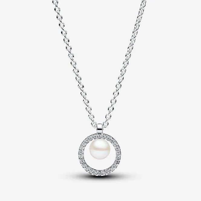 Treated Freshwater Cultured Pearl & Pave Collier Necklace, 45cm