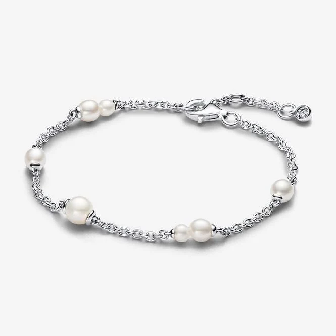 Treated Freshwater Cultured Pearl Station Chain Bracelet, 18cm