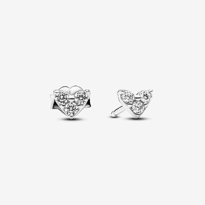 Triple Stone Heart Stud Earrings