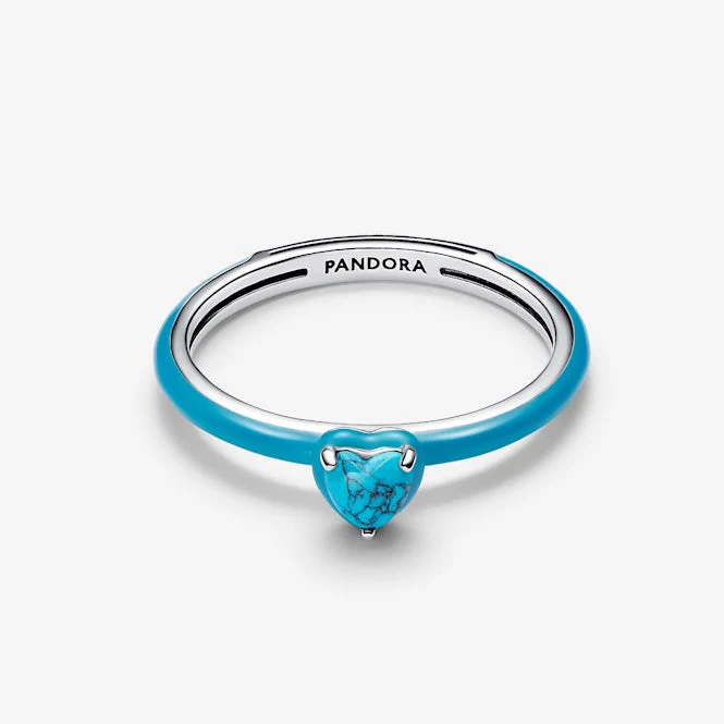 Turquoise Chakra Heart Ring, Size 46 - Image 2