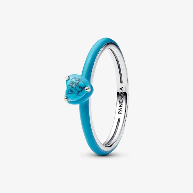 Turquoise Chakra Heart Ring, Size 52