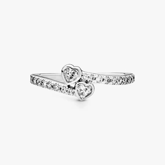 Two Sparkling Hearts Ring, Size 48 - Image 4