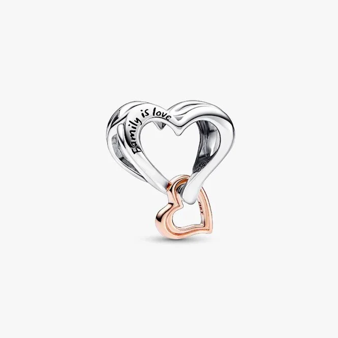 Two-Tone Openwork Infinity Heart Charms