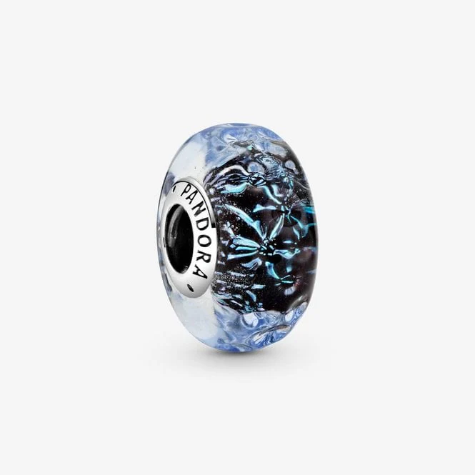Wavy Dark Blue Murano Glass Ocean Charms