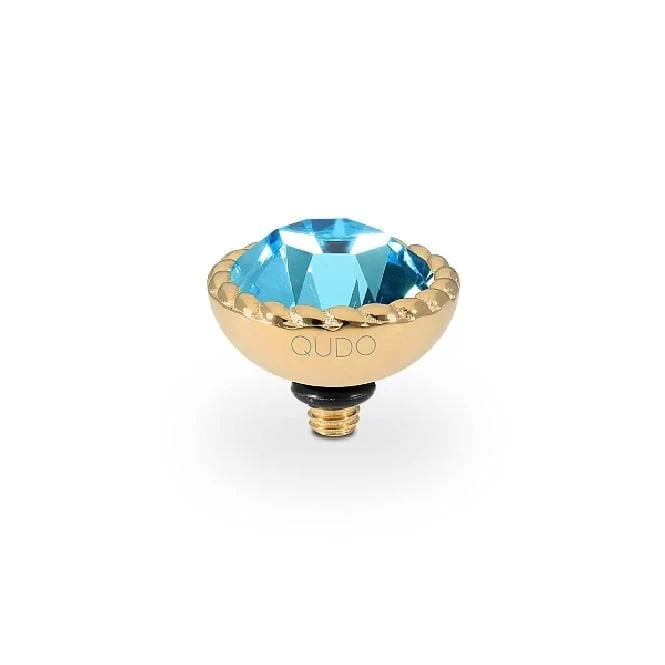 Bocconi Gold and Aquamarine Crystal Ring Gem Top, 11mm