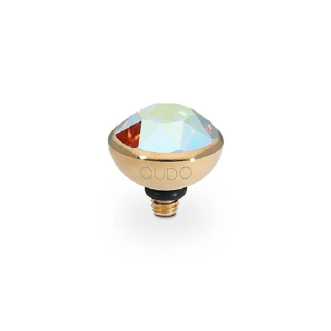 Bottone Gold and Aurora Boreale Crystal Ring Gem Top, 10mm