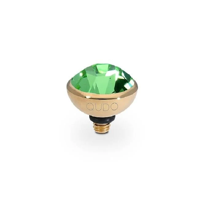 Bottone Gold and Green Peridot Crystal Ring Gem Top, 10mm