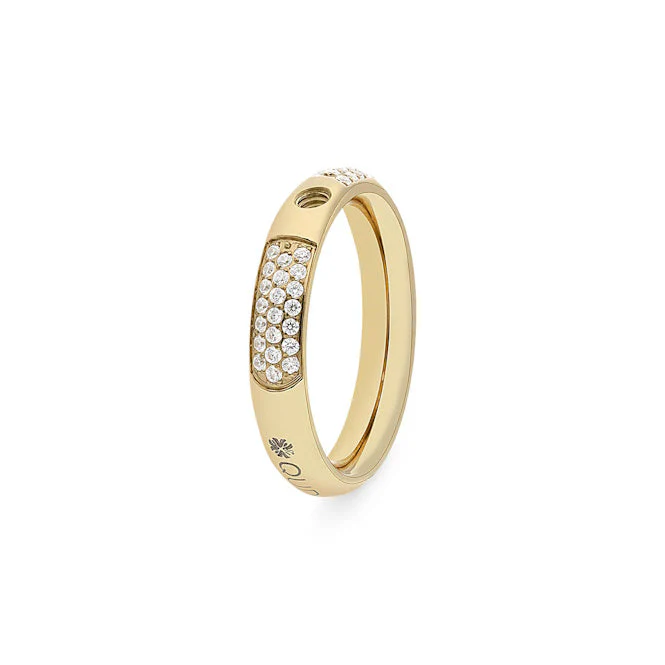 Deluxe Slim Gold and Clear Crystal Ring, Size 56