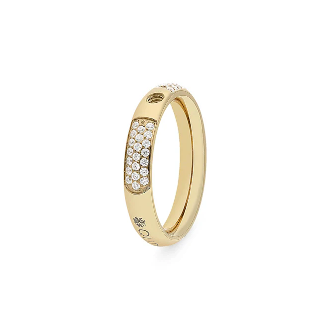 Deluxe Slim Gold and Clear Crystal Ring, Size 60