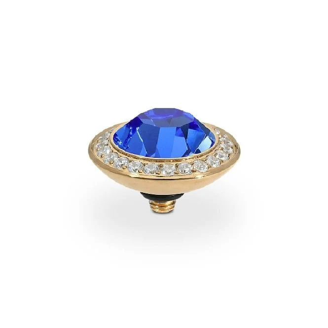 Tondo Deluxe Gold and Blue Sapphire Crystal Ring Gem Top, 13mm