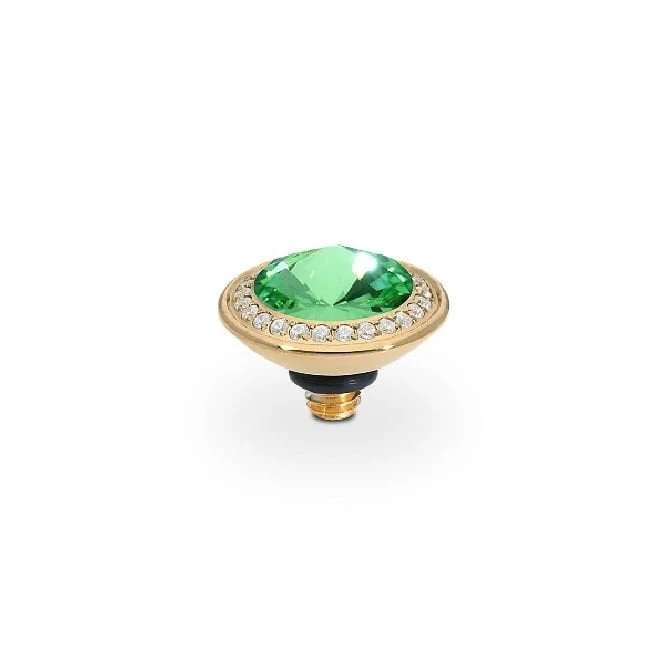 Tondo Deluxe Gold and Green Peridot Crystal Ring Gem Top, 9mm