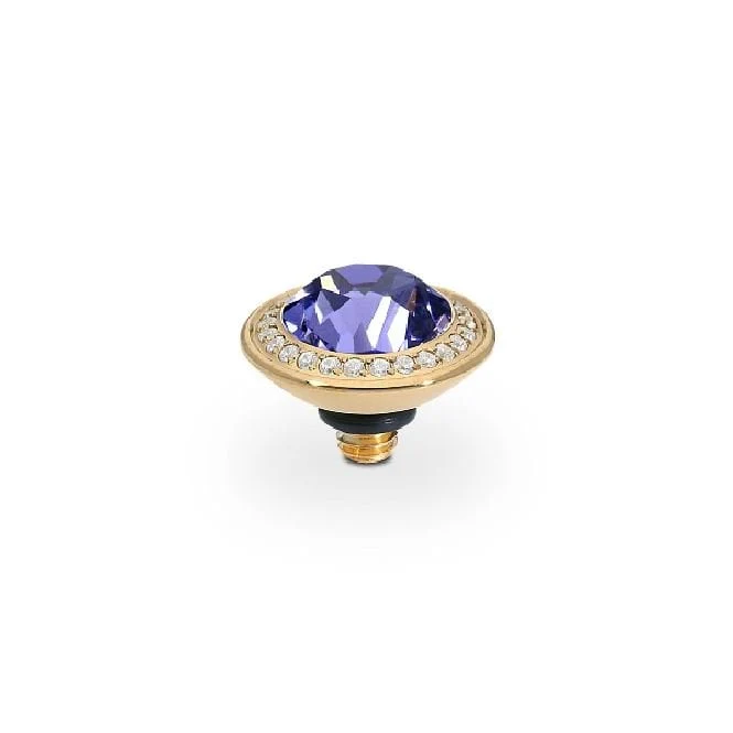 Tondo Deluxe Gold and Violet Tanzanite Crystal Ring Gem Top, 9mm