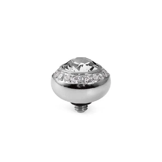 Tondo Deluxe Silver and Clear Crystal Ring Gem Top, 10mm