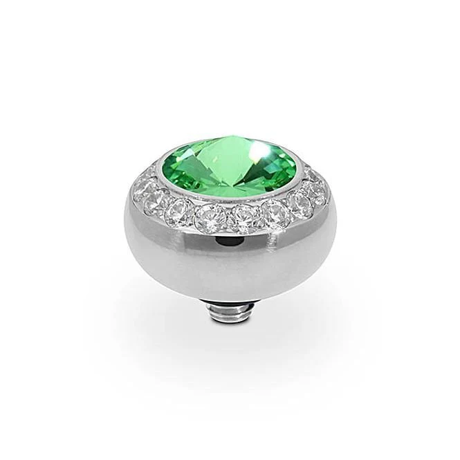 Tondo Deluxe Silver and Peridot Green Ring Gem Top, 10mm