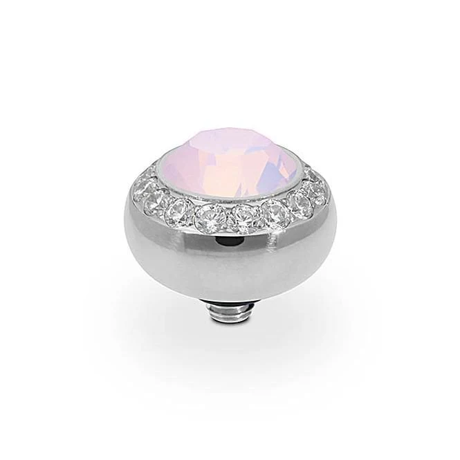 Tondo Deluxe Silver and Pink Rose Opal Ring Gem Top, 10mm