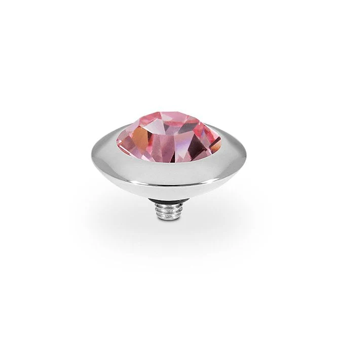 Tondo Silver and Light Rose Crystal Ring Gem Top, 13mm