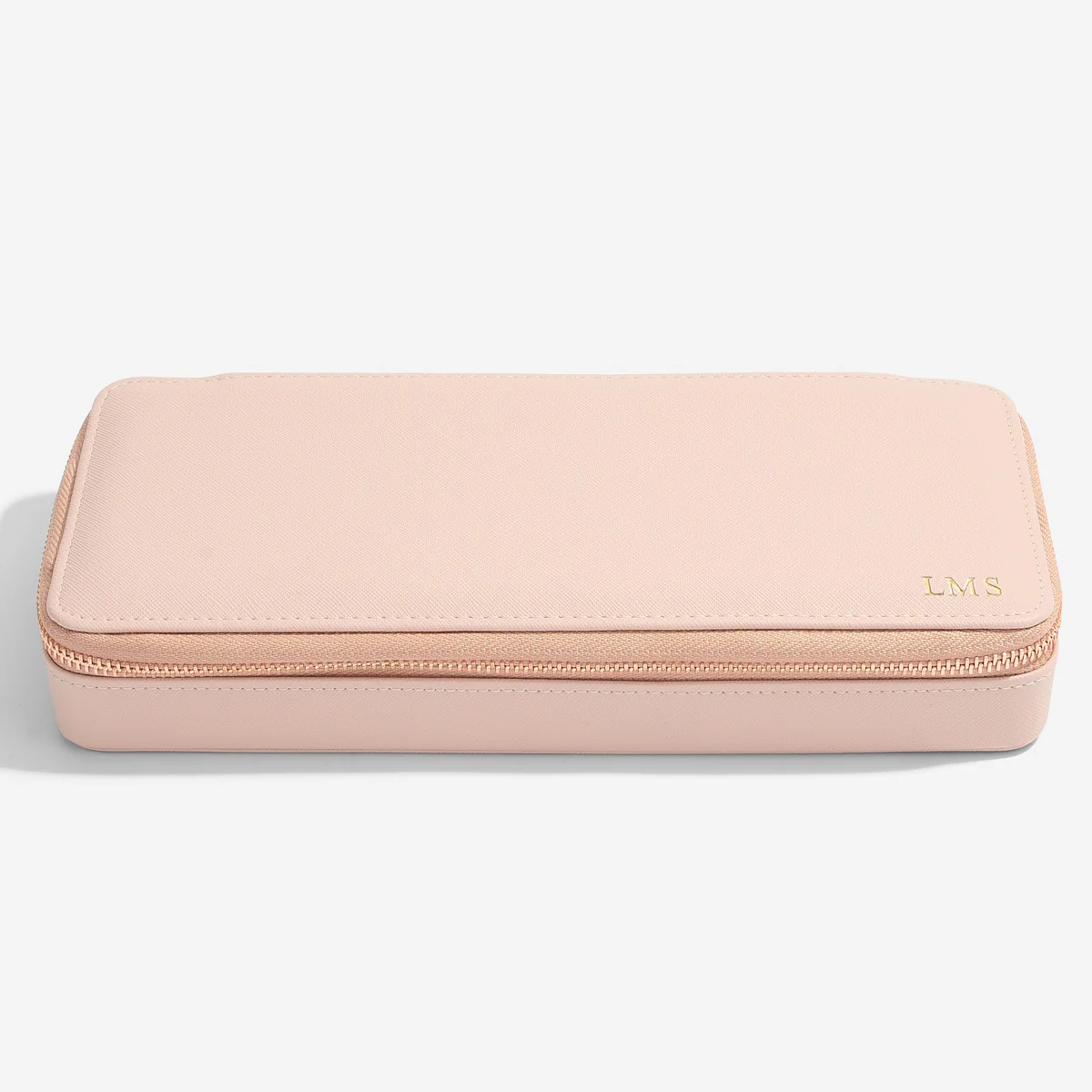 Sleek Blush Pink Necklace Zipped Travel Jewellery Box - Image 3