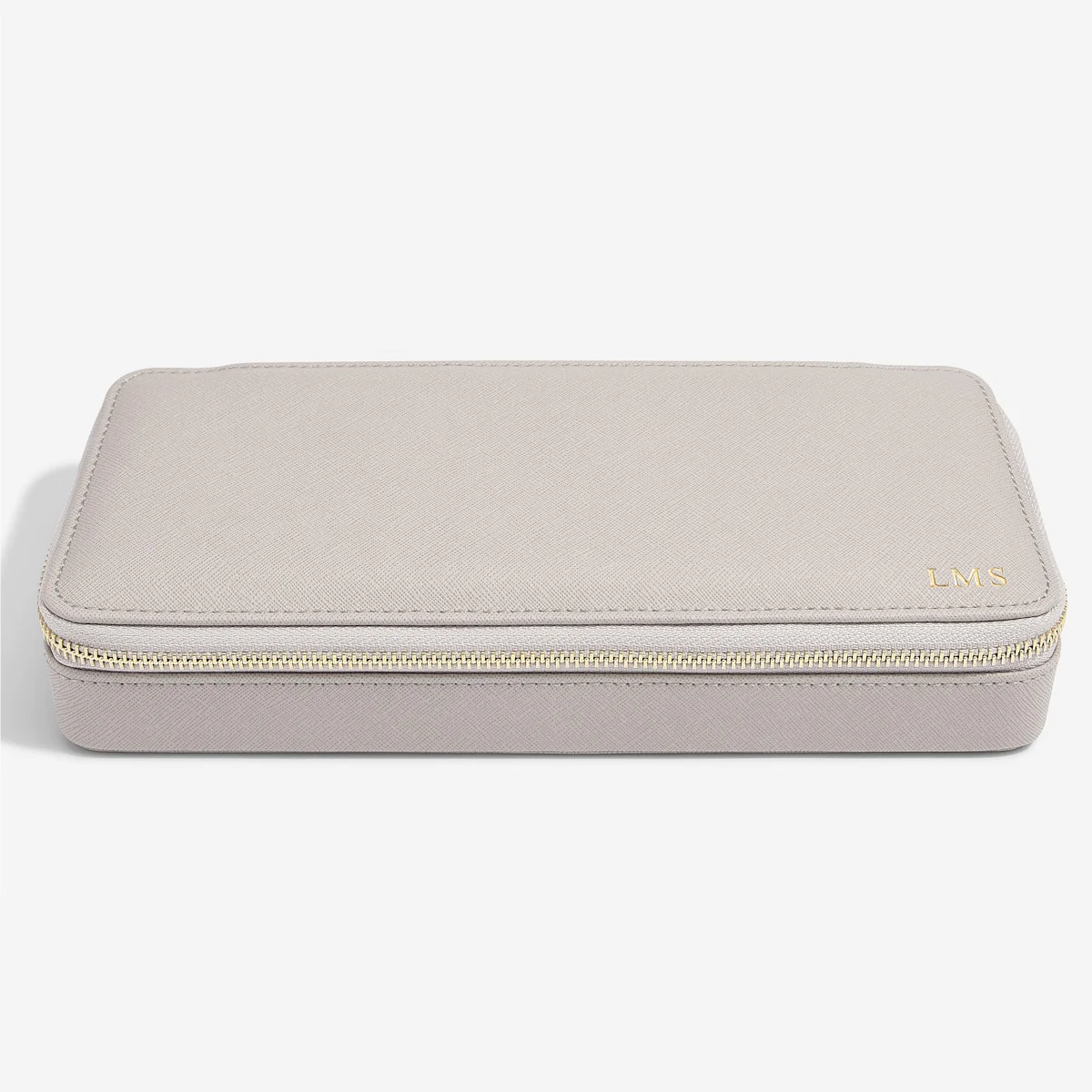 Sleek Taupe Necklace Zipped Travel Jewellery Box - Image 4