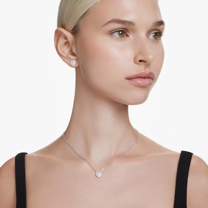 Ariana Grande x Swarovski Heart Pendant with Mixed Cuts & White Crystal in Rhodium Silver - Image 4
