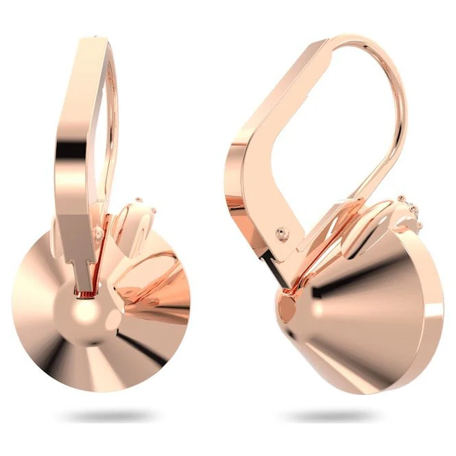 Bella V Drop Earrings with Round-Cut Pink Crystal in Rose Gold - Image 2