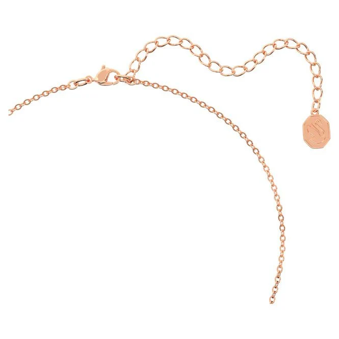 Bella V Pendant Necklace with Round-Cut Pink Crystal in Rose Gold - Image 2