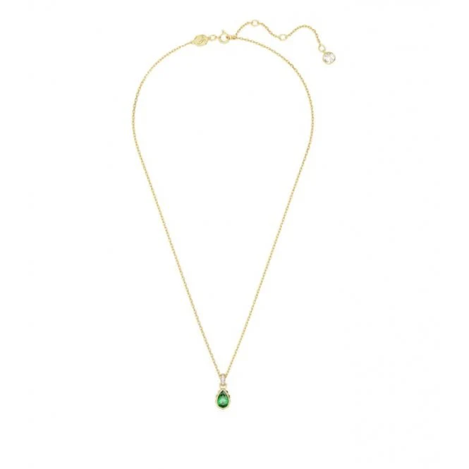 Chroma Pendant Necklace with Pear-Cut Green Crystal in Gold - Image 2