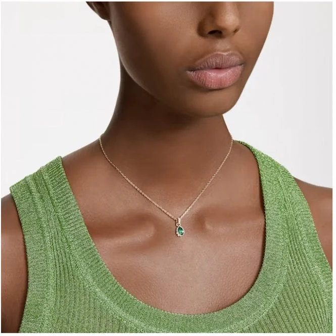 Chroma Pendant Necklace with Pear-Cut Green Crystal in Gold - Image 3