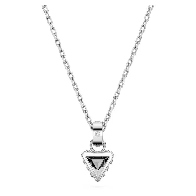 Chroma Pendant Necklace with Triangle-Cut Grey Crystal in Rhodium Silver - Image 3