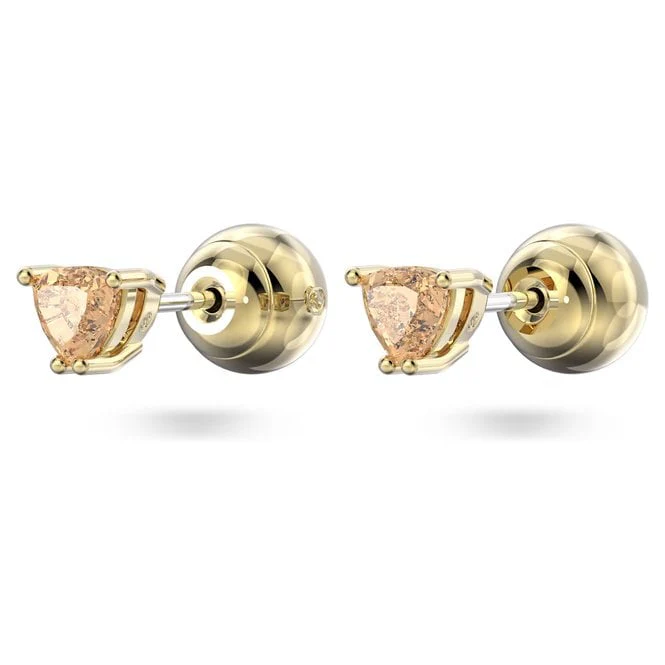 Chroma Stud Earrings with Trilliant-Cut Orange Crystal in Gold - Image 3