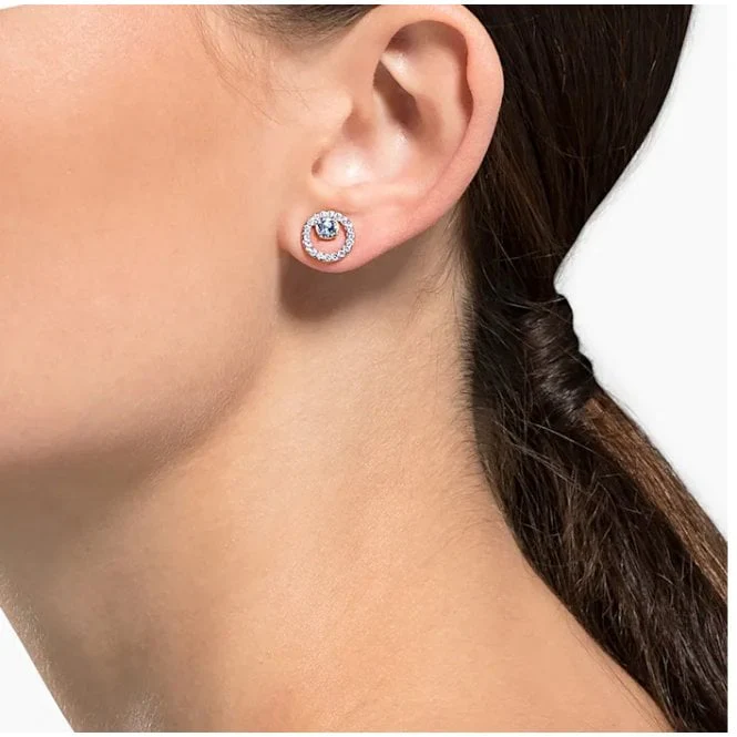 Constella Circle White Crystal Earrings in Rose Gold - Image 2