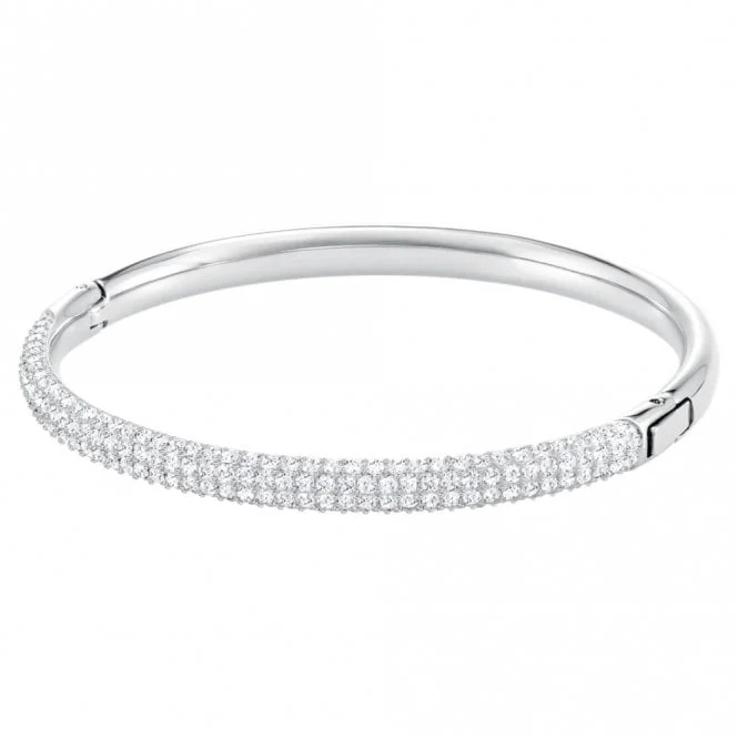 Dextera Bangle with White Crystal in Rhodium Silver - Image 3