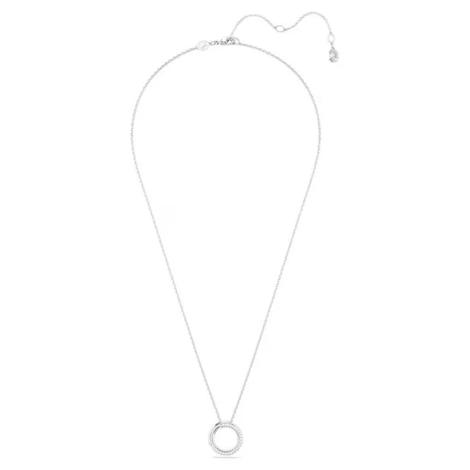 Dextera Pendant Necklace with White Crystal Pave in Rhodium Silver - Image 2