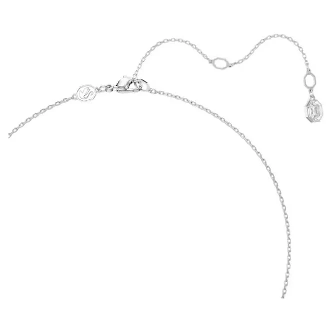 Dextera Pendant Necklace with White Crystal Pave in Rhodium Silver - Image 3