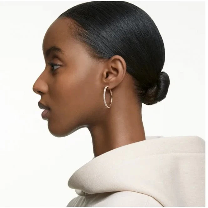 Dextera Pink Crystal Hoop Earrings in Rose Gold - Image 2