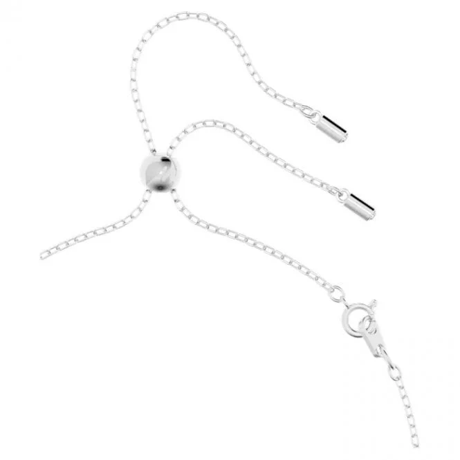 Dextera Small Circles Pendant Necklace with White Crystal in Rhodium Silver - Image 3