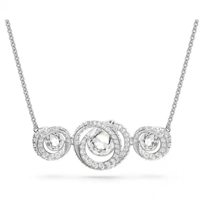 Generation Necklace with White Crystal in Rhodium Silver