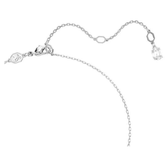 Hyperbola Infinity Pendant Necklace with White Crystal in Rhodium Silver - Image 3
