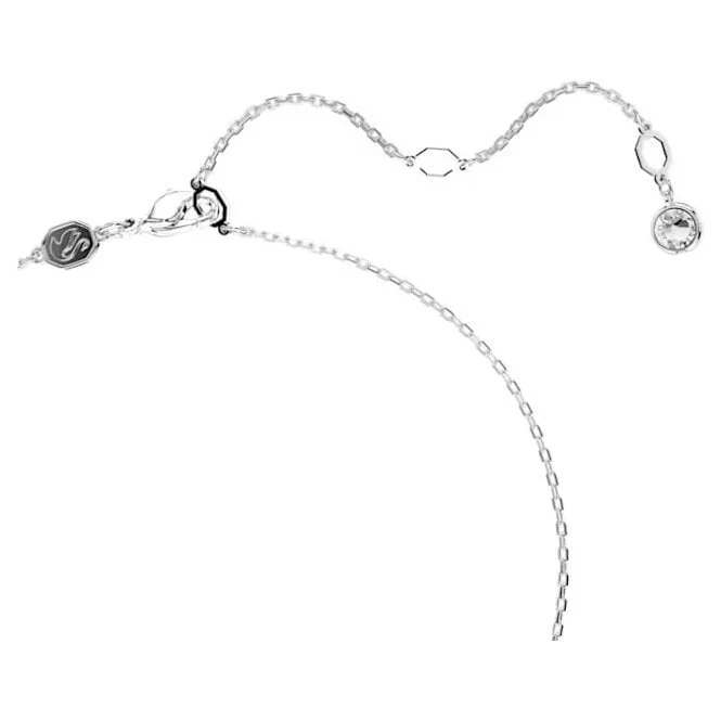 Hyperbola Infinity Pendant Necklace with White Crystal Pave in Rhodium Silver - Image 3